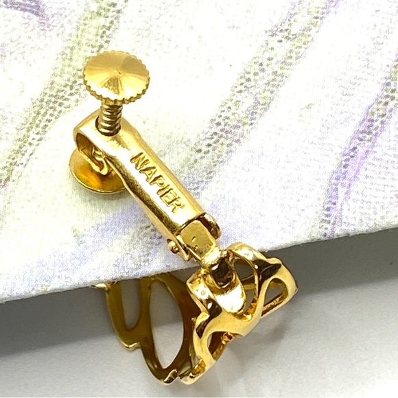 NAPIER Gold Tone Clip-On Hoops Earrings - Picture 6 of 9